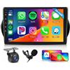 Hodozzy 2GB 64GB Android Autoradio per Citroen Nemo/Peugeot Bipper/FIAT Fiorino Qubo 2008-2017 Radio Wireless Carplay Android Auto, Stereo 10 Pollici Touch Screen GPS WiFi Bluetooth FM/RDS Retrocamera