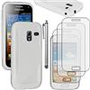 ebestStar - Cover Compatibile con Samsung Ace 2 Galaxy i8160, S7560M Custodia Protezione S-Line Design Silicone Gel TPU Morbida e Sottile + Penna +3 Pellicole plastica, Bianco