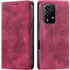 CASEONJAN Cover per Honor 200 Lite, Pelle PU Custodia a portafoglio con scomparti per Slot Schede, Antiurto Flip Caso Cover per Honor 200 Lite 5G (Vintage Rosso)