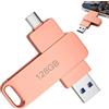 Ailah Chiavetta USB 128 GB reversibile USB-C & USB-A, trasferimento rapido 200 MB/s, archiviazione cellulare, custodia in lega di alluminio, compatibile e smartphone, plug & play, oro rosa
