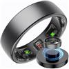 findtime Anello intelligente in acciaio inox, per uomo e donna, 5 ATM, impermeabile, per fitness, Android, iOS, per il sonno, cardiofrequenzimetro, sonno, fitness, contapassi, anello sanitario