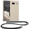 kwmobile Custodia Compatibile con Google Pixel 7a Cover - Back Case in Silicone TPU - Protezione Smartphone con Cordino - crema