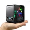 ElectroCookie Custodia per Raspberry Pi 4, mini Tower in alluminio con ventola di raffreddamento e luce ambientale che cambia colore (nero opaco e grigio scuro)