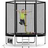 Devoko Trampolino Elastico per Adulti e Bambini, Tappeto Elastico da Giardino Ø 183/228/305/366/427 cm | Set Completo con Rete di Sicurezza, Scaletta, Copertura, Rete per Scarpe,50 kg(Blu)