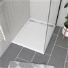 AURLANE Piatto con scarico lineare in acrilico bianco, 80 x 100 x 4 cm - WHITNESS II 100