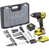 Stanley - FatMax STANLEY V20 Trapano avvitatore a percussione a 2 ingranaggi senza filo, include batteria agli ioni di litio da 2,0Ah, caricatore da 1,25A e 100 accessori con custodia ProStack, 18V, SFMCD716D2A-QW