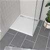 AURLANE Piatto con scarico lineare in acrilico bianco, 80 x 80 x 4 cm - WHITNESS II 80