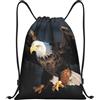 Generic Zaino con Coulisse 3D Bald Eagle Sacca da Palestra Leggero Borsa con Coulisse Grande capacità Drawstring Backpack per Vacanze Viaggi Unisex