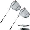 SUNOYA Retino Telescopico: Set di 2 Retini Triangolari in Alluminio, Retino Pieghevole, Retino di Recupero Compatto, per Pesca da Kayak, Pesca in Fiume, Pesca in Barca (130cm/Bianco)