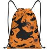Generic Zaino con Coulisse Halloween Witch Flying Sacchetta Sportiva Pieghevole Drawstring Backpack Resistente Borsa con Coulisse per Scuola Spiaggia Unisex