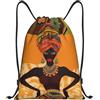 Generic Zaino con Coulisse African Woman Sacchetta Sportiva Impermeabile Drawstring Backpack Resistente Sportiva Zainetto per Scuola Unisex Vacanze