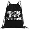 Generic Zaino con Coulisse Improvise Adapt Overcome Sacchetta Sportiva Impermeabile Sacca da Palestra Pieghevole Drawstring Backpack per Scuola Unisex Vacanze