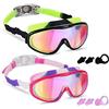DMwespe 2 Pack Kids Swim Goggles, Swimming Glasses with Electroplating for Children and Early Teens from 3 to 15 Years Old, Wide Vision, Anti-appannamento, Waterproof, UV Protection (Set of 2)
