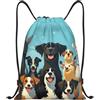 Generic A Large Group of Dogs Zaino da Palestra Coulisse Unisex Borsa Coulisse Multifunzionale Sacca da Palestra per Ginnastica Nuoto Studenti 39X46Cm
