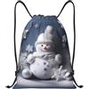 Generic Zaino con Coulisse Snowman Stars And Snowflakes Borsa con Coulisse Pieghevole Drawstring Backpack Resistente Sacca da Palestra per Scuola Unisex Viaggi