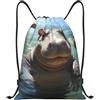 Generic Zaino con Coulisse Cute Hippos Drawstring Backpack Leggero Sacchetta Sportiva Grande capacità Sportiva Zainetto per Viaggi Unisex Vacanze