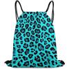 Generic Zaino Coulisse, Leggero Zaino Palestras, Cheetah Blue And Black Leopard Print, Fashion Sacca Sportiva Palestra per Uomo, All'Aperto, Adulto, 36X42cm