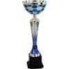 Hole Gadget Coppa Trofeo Premiazione Personalizzata, Argento e Blu, Metallo, con Targhetta Stampata Inclusa, Varie Misure per Calcio, Fantacalcio, Eventi Sportivi, Padel, Basket, Sport. (40 cm)