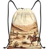 Generic Zaino con Coulisse West Cactus Desert Borsa con Coulisse Leggero Sacchetta Sportiva Grande capacità Drawstring Backpack per Viaggi Scuola Unisex