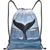 Generic Zaino con Coulisse Whale Tail Borsa con Coulisse Resistente Sportiva Zainetto Pieghevole Drawstring Backpack per Spiaggia Scuola Vacanze