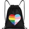 Generic LGBT Rainbow And Transgender Pride Flag Heart Zaino Fitness Spazioso Borsa con Coulisse Leggero Sportiva Gym Sack per Ginnastica Studenti All'Aperto 39X46Cm