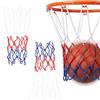 Ousuwo Confezione da 2 reti da basket, 5,5 mm di spessore, in nylon bianco-rosso-blu con 12 passanti, reti di ricambio rinforzate resistenti alle intemperie per canestri standard da basket interni ed