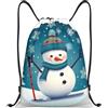 Generic Zaino con Coulisse Lovely Christmas Skiing Snowman Borsa con Coulisse Grande capacità Sacchetta Sportiva Impermeabile Sportiva Zainetto per Viaggi Spiaggia Unisex