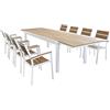 MilaniHome Set Tavolo Giardino Allungabile Rettangolare 200/300 X 100 con 8 Poltrone in Alluminio Bianco E Polywood da Esterno