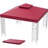 COSTWAY Tettoia di Ricambio per Gazebo da 3 x 3 m, Doppio Strato Superiore, Copertura per Gazebo da Giardino con Gancio e Chiusura a Strappo (Rosso)