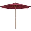 Outsunny Ombrellone da Giardino Ø3m con Corda e Apertura Regolabile, Ombrellone da Esterno con 8 Stecche in Legno, Bambù e Poliestere 180g/㎡, per Cortile, Terrazza e Balcone, Rosso Scuro