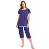 RAGNO Pigiama Donna 100% Cotone con Fantasia a Pois e Pantalone Capri art DT36NB - 50, Blu