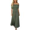 Générique Abito da sera da donna, elegante e chic, spalle scoperte, in tulle trasparente, vestibilità aderente, abito da donna, maxi per matrimoni, cocktail e eventi formali, Verde47, L