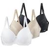 Generic 3 reggiseno da donna senza ferretto, sexy, senza cuciture, morbido, comodo, in pizzo, biancheria intima, leggero, reggiseno push up, alla moda, tinta unita, con spalline regolabili, Azzurro, 80D