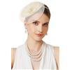 BABEYOND Cappello fascinator da donna, elegante copricapo con fiori in rete, fascia per capelli e clip per capelli, per matrimoni, giornata delle corse, cocktail party, Viola scuro., Taglia unica