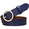 CVBF Anello rotondo fibbia della cintura donna cinghie di cuoio genuine per le donne della pelle della mucca cinghia femminile Cintura per jeans Larghezza 2,8cm, 110cm