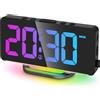Goxiry Sveglia Digitale da Comodino, Orologio Digitale da Tavolo con 11 Colori Numerici e 10 Luci Notturne, Doppia Sveglia, Luminosità Regolabile, Alimentazione Elettrica con 2 Porte USB e Type-C