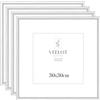 Veelot® 4x Cornice per Foto 30x30cm,Alluminio Metallo argento,Passepartout 20X20cm,Cornice quadrata media certificati di documenti e diplomi,Solo espositore da parete