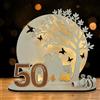 ARTREE Idea Regalo Monete per Matrimonio 50 Anni di Matrimonio, Anniversario d'Oro Decorazione in Legno Confezione per Soldi con Catena di Luci LED, Idea Regalo Romantica per il 50° Anniversario di