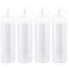 Keleily Squeezer Dosatore Olio Biberon Cucina Flacone Dosatore con Tappi Dispenser di Condimenti in Plastica per Condimenti, Ketchup, Senape, Maionese, Olio doliva, Trasparente, 16 Oz, 4 Pezzi