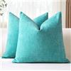 JOTOM Set di 2 Fodere Cuscini 40x40 cm Morbida Ciniglia Fodere decorative Fodere per Cuscini 16x16 Pollici Copricuscini Solidi per Divano Divano Soggiorno Letto Home Decor (Turchese)