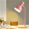 Leikurvo Lampada da scrivania per bambini, lampada da lettura a LED con attacco E27, braccio flessibile regolabile, da scrivania in legno, comodino per lettura, studio, camera da letto, soggiorno (rosa)