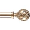 Ycolnaefllr 2,54 cm di diametro singolo bastone per tende per finestre pesanti Drapery Rods lunghezza regolabile da 213 a 304cm, regolabile singolo bastone per tende con fiocco in resina, oro