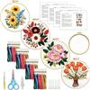 luopeidian Punch Needle Kit, Kit Ricamo con Enfilatore di Fili Metallico e Accessori Completi, Embroidery Kits con 4 Motivi Floreali Dettagliati Set Ricamo Regalo Fai da Te e Hobby Creativo 4 Pezzi