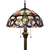 Tokira Lampada Tiffany da Terra 60W, 16 Pollici Blu Vintage Grande Paralume in Vetro Colorato, Europeo Fatto a Mano Lampada da Terra Adatto per Soggiorno e Studio[Escluse le Lampadine]