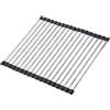 JUSHZ Scolapiatti sopra il lavello, scolapiatti scolaposate in acciaio inox metallo cucina pieghevole frutta e verdura piatti e filtro dell'acqua rack (nero, 47 x 39 cm)