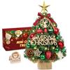 Edonkvi Albero di Natale Piccolo,45cm Mini Alberi di Natale con Luci Led Incorporate,Artificiali Albero Natale Piccoli da Tavolol,Alberello Natale Mini Moderni per Natale Decorazioni Tavola（Rosso Verde）