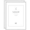 Veelot® 2x Cornice per Foto DIN A2 42x59,4cm,Alluminio Metallo argento,Passepartout 30X42cm,Cornice 42x60 grande per Foto Disegni per Bambini,Diplomi e Poster - Solo espositore da parete