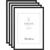 Veelot® 4x Cornici per Foto 30x40 cm,in Alluminio Metallo Nero,con Passepartout 20x30 cm. Ideali per certificati e diplomi di grandi dimensioni. Solo montaggio a parete.