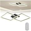 Froadp Moderna lampada da soffitto a LED dimmerabile, 48 W, nero, 30 cm, lampada da soffitto quadrata con telecomando, lampada da soggiorno 2800-6500 K, IP44, a risparmio energetico, per camera da