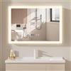YU YUSING Specchio Bagno con Luce LED 70X50cm, Specchio da Parete Retroilluminato, 3 Colori Luce, Dimmerabile, Vetro Temperato HD, Antiappannamento, Interruttori Touch, Display Dell'Ora, IP44